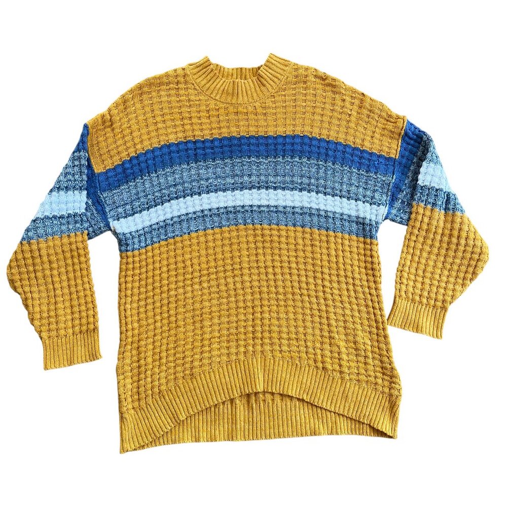 🌟 Urban Outfitters BDG Oversized Yellow Blue Stripe Sweater SZ XS
